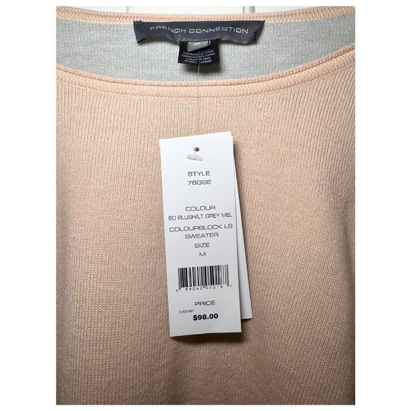 French Connection Peach & Gray Color Block Long Sleeve Sweater Women Medium NEW - Picture 6 of 6
